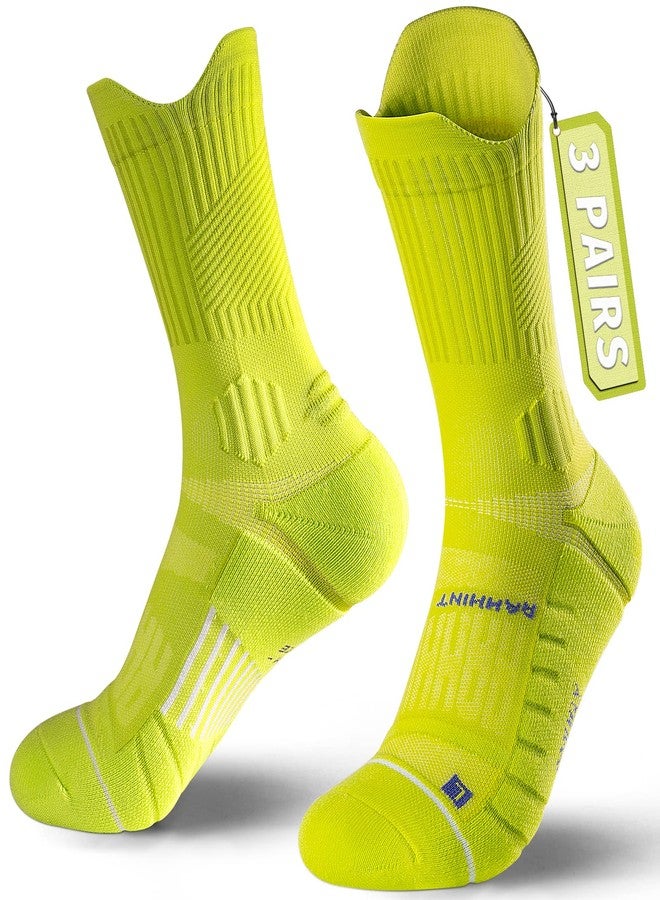 Rahhint Compression Running Socks 3 Pairs, Cushion Crew Socks, Anti-Blister Moisture Wicking Athletic Hiking Basketball Socks - Image 1